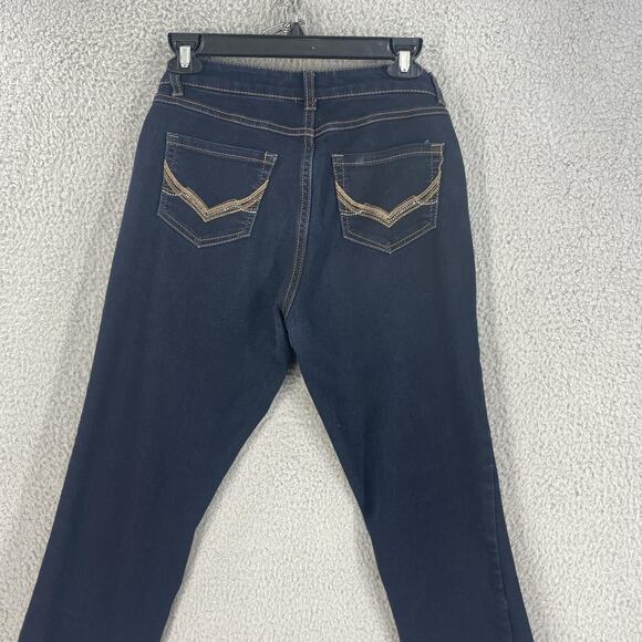 d.jeans Jeans Womens 6 Dark Blue Skinny Stretch Five Pocket Embroidered Back - Picture 9 of 9